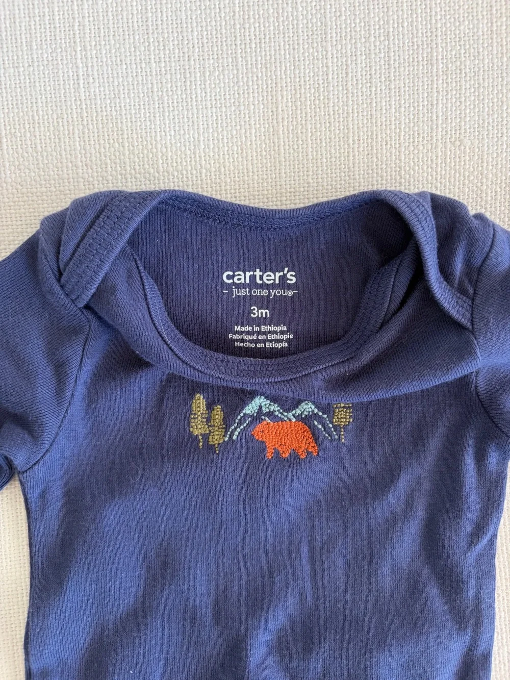 Set of 3 Carter's Bear Theme Long-Sleeve Onesies